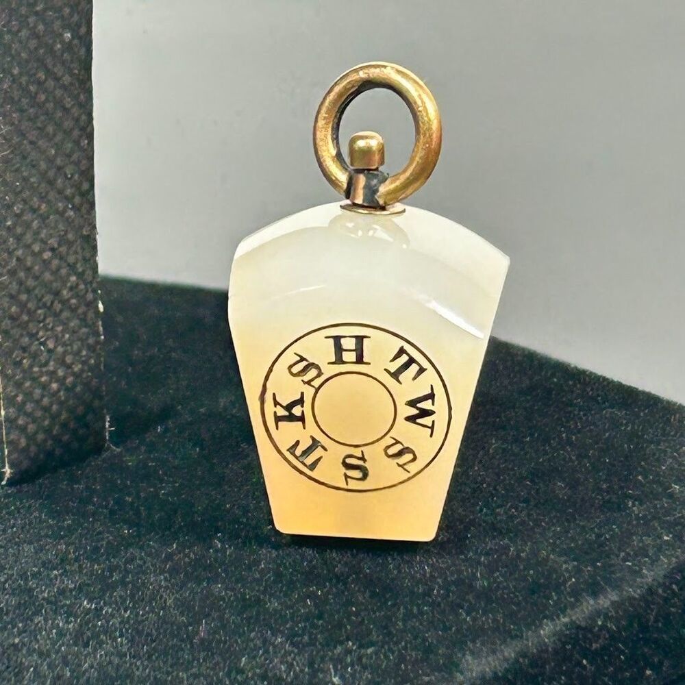 Antique Thick Goldtone  Masonic Keystone Fob Charm Pendant 3/4" HTWSSTKS
